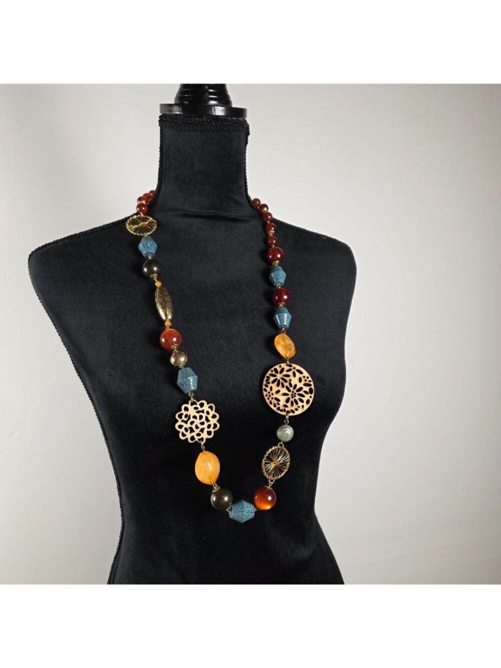 Joan Rivers Classics Long Multicolor Beaded Statement Necklace Gold Tone